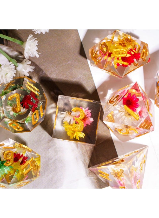 cusdie Cusdie 7-Die Sharp Edges DND Dice Set, Star Flower Polyhedral D&D Dice Set for DND Dungeons and Dragons TTRPG Role Playing Games  - Image 2