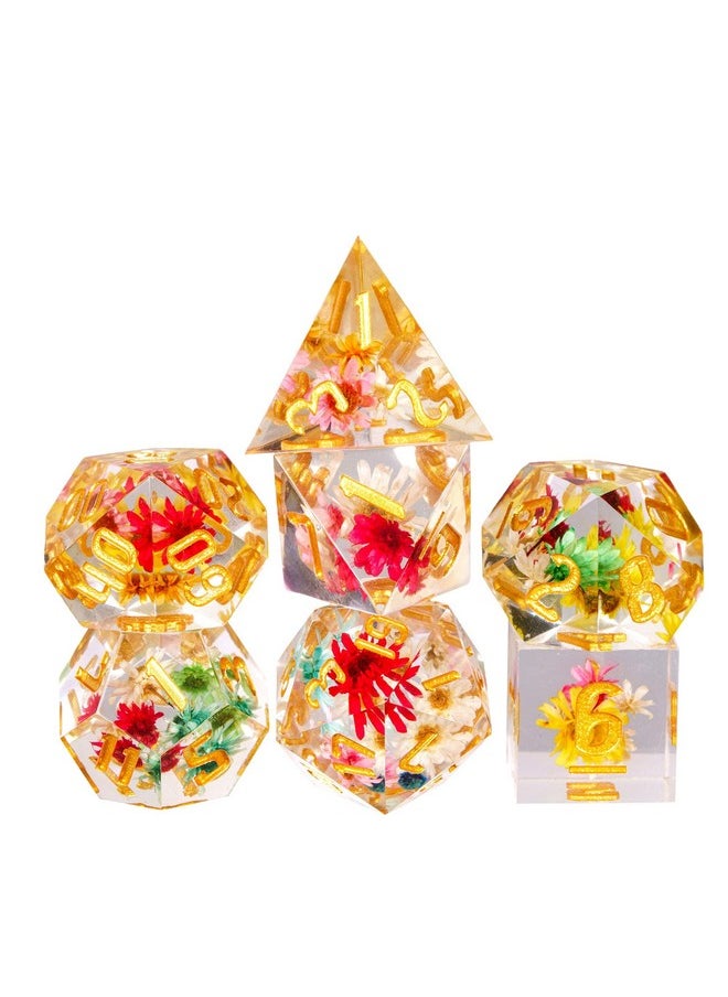 cusdie Cusdie 7-Die Sharp Edges DND Dice Set, Star Flower Polyhedral D&D Dice Set for DND Dungeons and Dragons TTRPG Role Playing Games  - Image 1