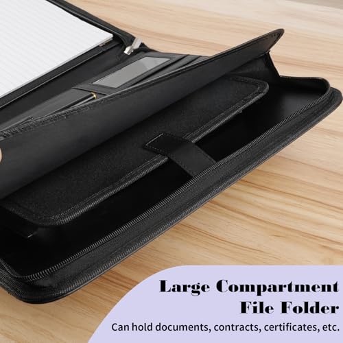 Mkobon Leather Padfolio Portfolio Binder Organizer, with 25 Pages Notepad & 13" Tablet Sleeve, Professional Conference Meeting Business Zipper Folder for Letter Size A4 Legal Writing Pad Document Men Women - Image 5