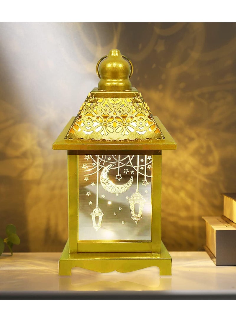 يواوليتي أضواء رمضان مع شمعة ليد ، فانوس رمضان ، أضواء زينة رمضان مع نمط ضوء القمر نجمة للمنزل (8 بوصة أبيض دافئ)  - Image 1