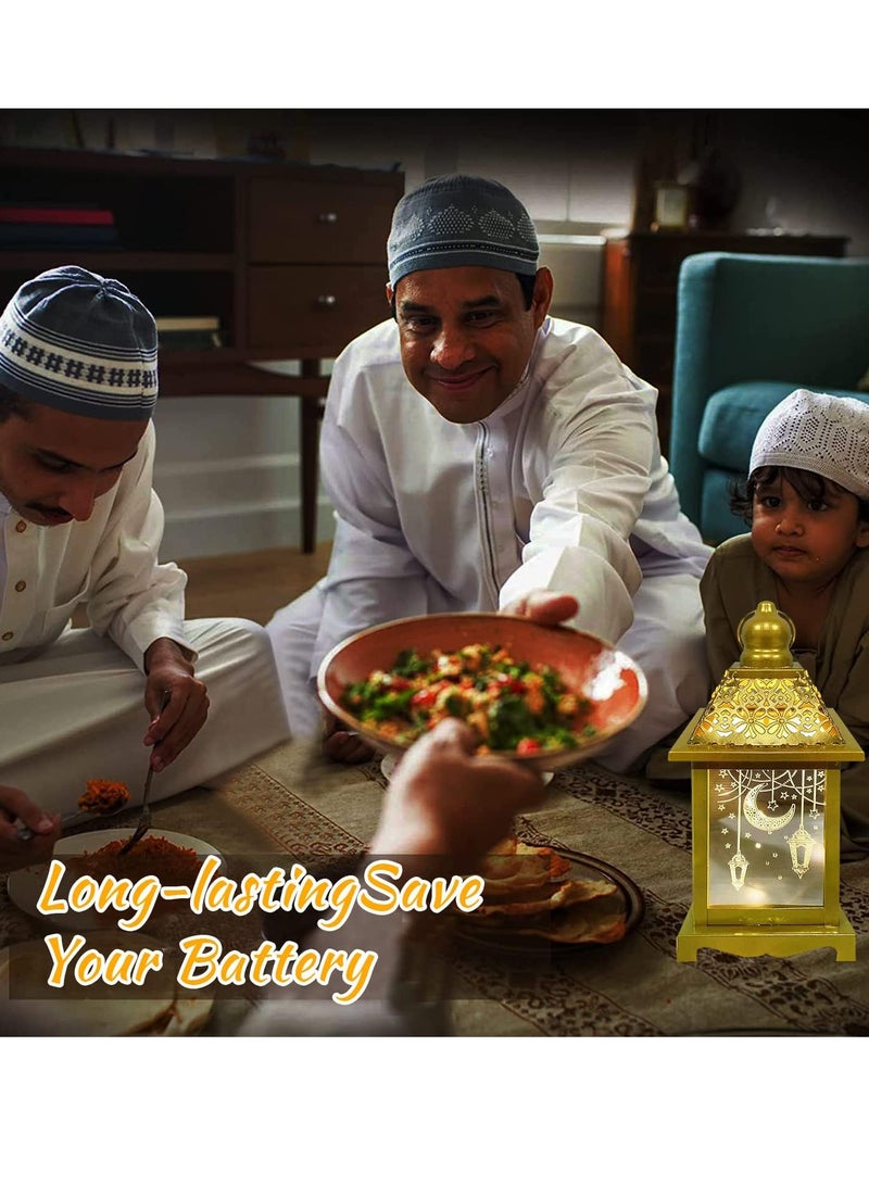 يواوليتي أضواء رمضان مع شمعة ليد ، فانوس رمضان ، أضواء زينة رمضان مع نمط ضوء القمر نجمة للمنزل (8 بوصة أبيض دافئ)  - Image 5