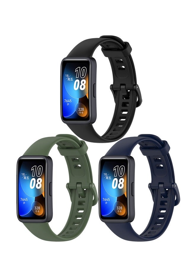 أشرطة سيليكون بديلة لهواوي باند 8 / هواوي باند 9 [3 عبوات] أساور رياضية سيليكون متوافقة مع أساور هواوي باند 9 NFC / 8 NFC للرجال والنساء - Image 1