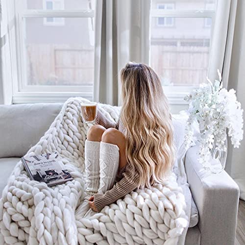 Pcavin Thigh High Socks for Women Cable Knit Over the Knee Boot Socks, Long Warm Leg Warmers Winter - Image 5