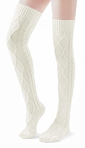 Pcavin Thigh High Socks for Women Cable Knit Over the Knee Boot Socks, Long Warm Leg Warmers Winter - Image 3