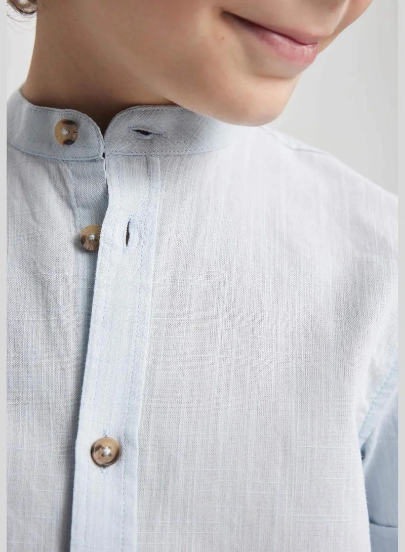 DeFacto Boy Stand Up Collar Woven Short Sleeve Shirt