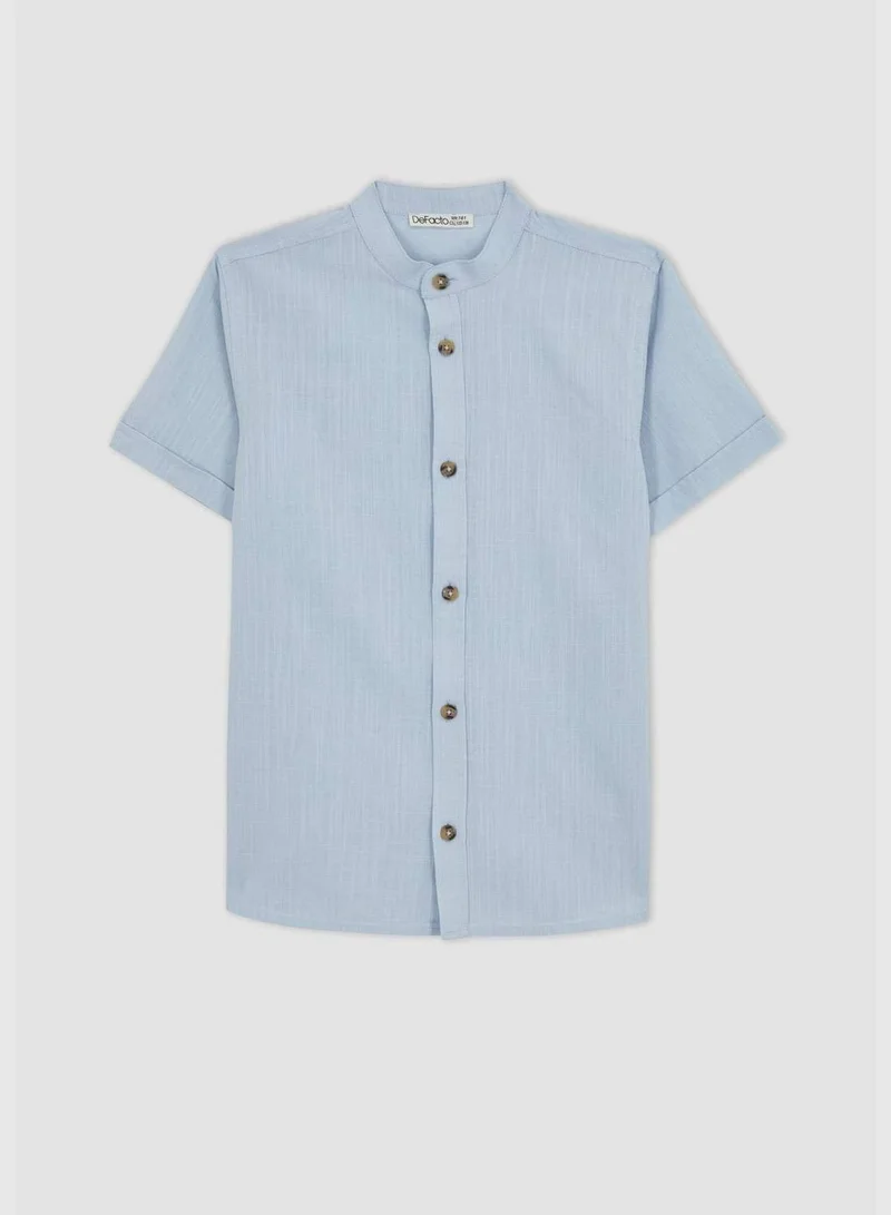 DeFacto Boy Stand Up Collar Woven Short Sleeve Shirt