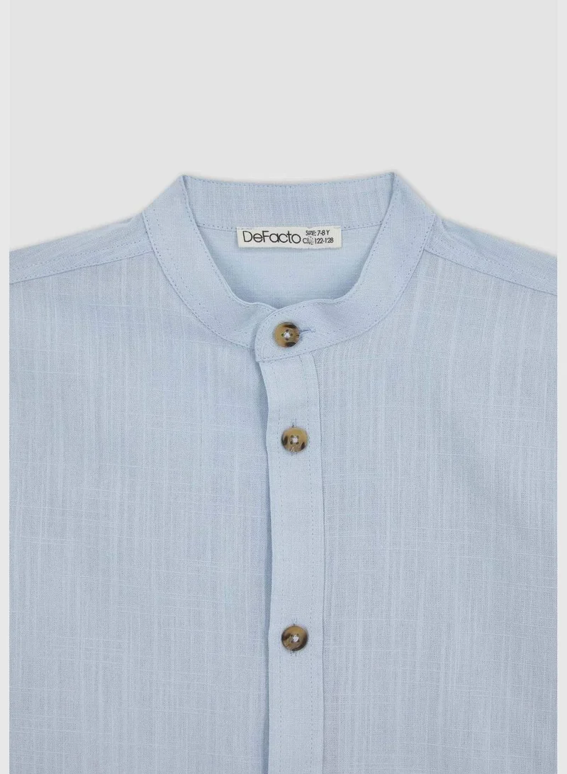 DeFacto Boy Stand Up Collar Woven Short Sleeve Shirt