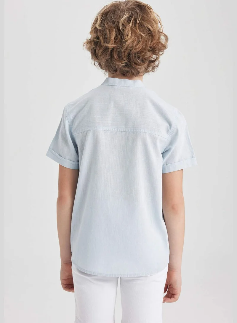 DeFacto Boy Stand Up Collar Woven Short Sleeve Shirt