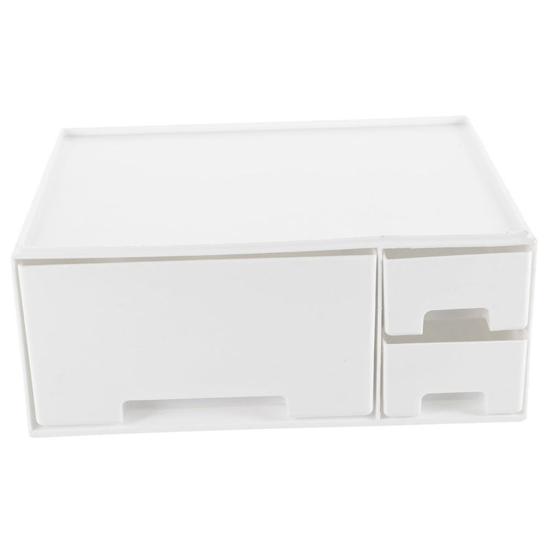 White Computer Monitor Riser Stand With Organizer Storage Rack For Office Desk Space Saving - Image 2