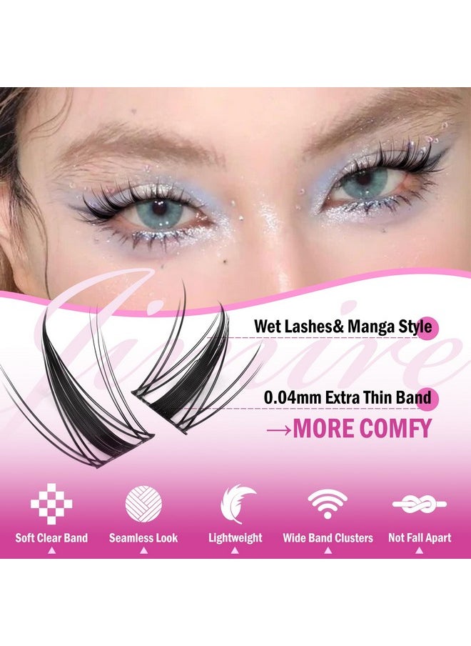 JIMIRE - Fairy Lash Clusters Natural Look Manga Eyelash Clusters Wispy D Curl Cluster Eyelash Extensions 110 Pcs 8-16MM Wispy Individual Lashes Wet-Look Lash Extension with Invisible Lash Band - Image 1