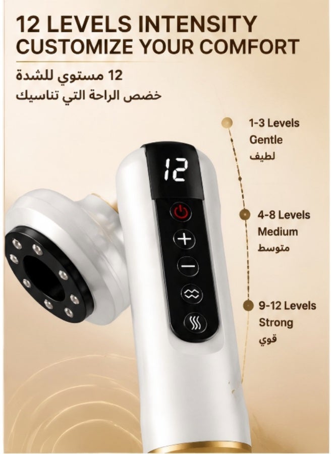 Deep Relief Smart Cupping Massager 12 Levels Suction Heat Therapy Electric Cupping Device for Muscle Pain Relief Back Neck Shoulder Portable Massager - Image 4