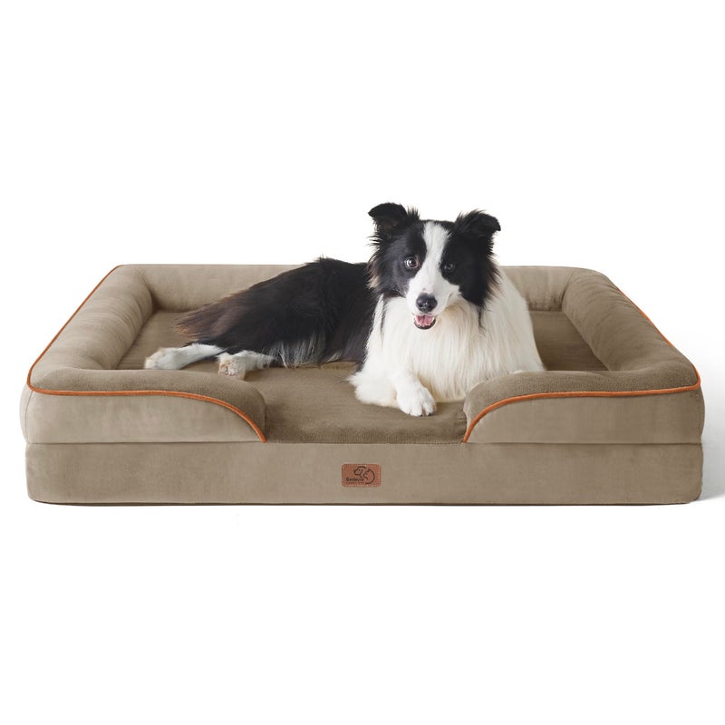 Bedsure Orthopedic Dog Beds Large Sized Dog Washable Large Dog Cat Bed Waterproof Comfort Dogs Couch Sofa with Washable Removable Cover Pet Bed with Nonskid Bottom Hazel 35