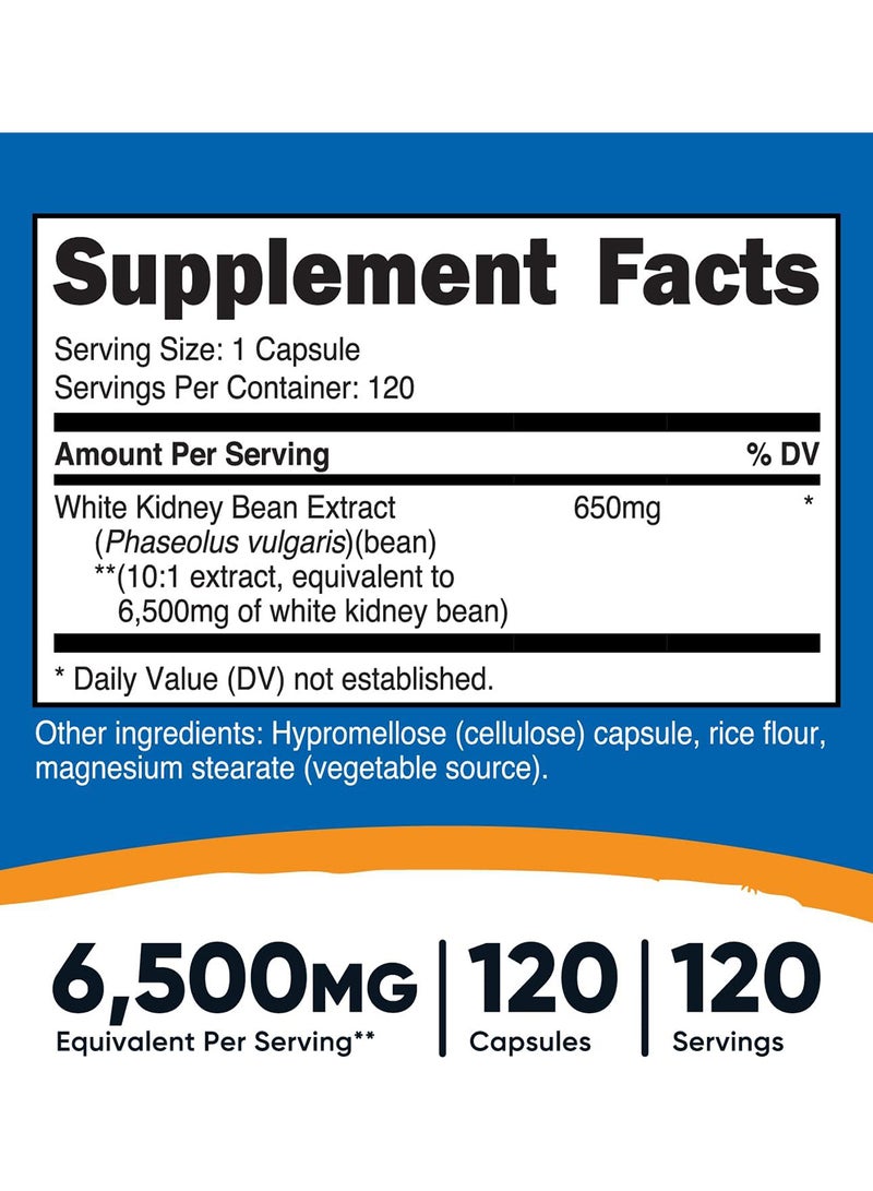 Nutricost White Kidney Beans Capsules 650 Mg 120 Capsules - Image 2