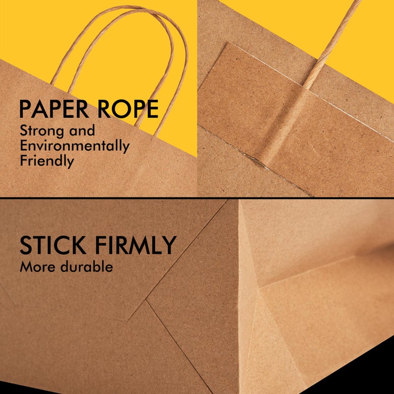 RACETOP 100 Pcs Kraft Shopping Bags 10x5x13 Inch Brown Paper Bags with Handles Bulk, Recycled Paper Gift Bag for Birthday Party Favors Grocery Retail Shopping Business - Image 3