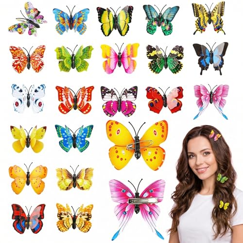 VGOODALL 50Pcs Butterfly Hair Clips and Pins, Colorful 4D Plastic Hair Accessories for DIY Crafts Home Decor - Image 1