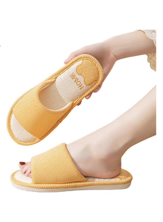 She enjoys Sheen Linen Cotton Slippers Men And Women Lightweight Comfortable Simple Home Slippers Tr109 Blue Gray 44/45 - Image 2