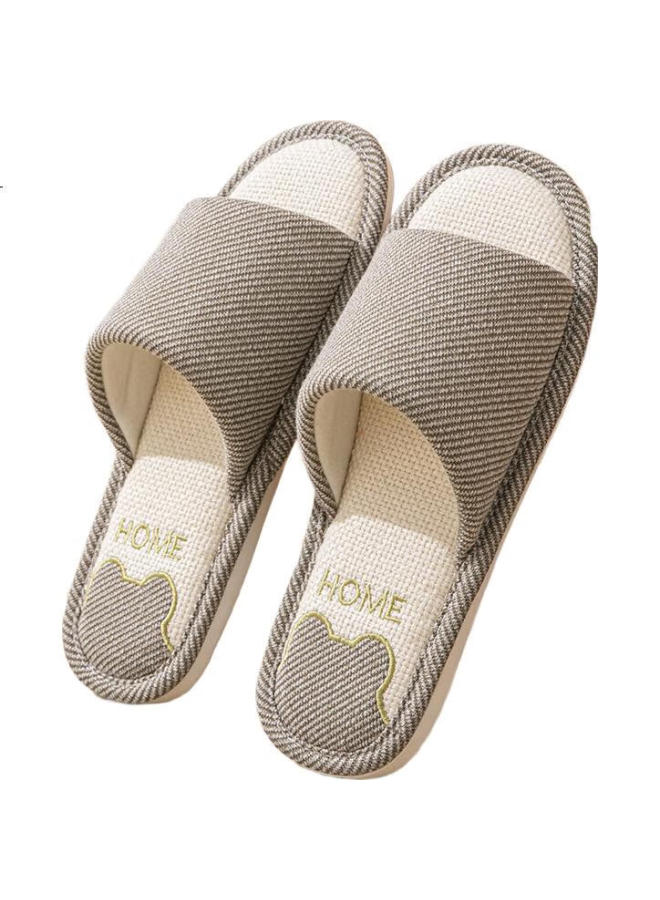She enjoys Sheen Linen Cotton Slippers Men And Women Lightweight Comfortable Simple Home Slippers Tr109 Blue Gray 44/45 - Image 1