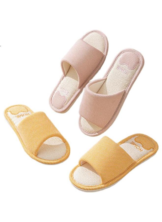 She enjoys Sheen Linen Cotton Slippers Men And Women Lightweight Comfortable Simple Home Slippers Tr109 Blue Gray 44/45 - Image 3