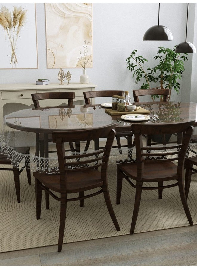 Clasiko 8 Seater Oval Dining Table Cover; 60x108 Inches; Material - PVC; Anti Slip; Silver Tipping Lace - Image 3