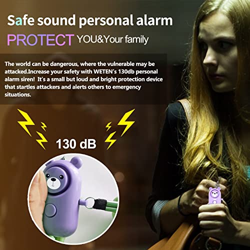 SRTKBEU Personal Alarm Safe Sound for Women Kids Elders, 2 Pack Cute 130dB Loud Siren Safety Self-Defense with LED Light, Security Keychain Emergency Alert Alone (Blue+Purple) - Image 3
