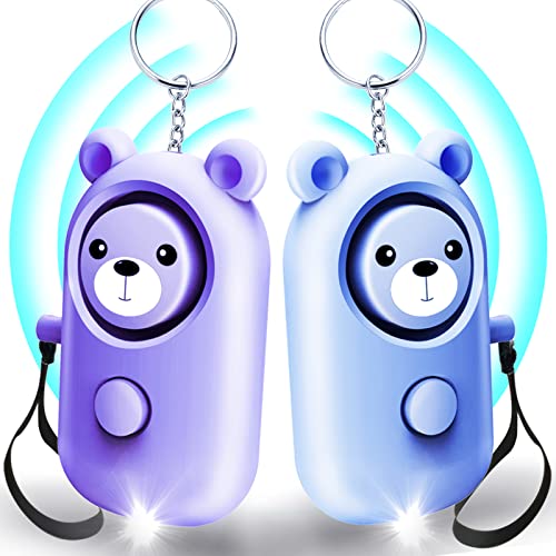 SRTKBEU Personal Alarm Safe Sound for Women Kids Elders, 2 Pack Cute 130dB Loud Siren Safety Self-Defense with LED Light, Security Keychain Emergency Alert Alone (Blue+Purple) - Image 1