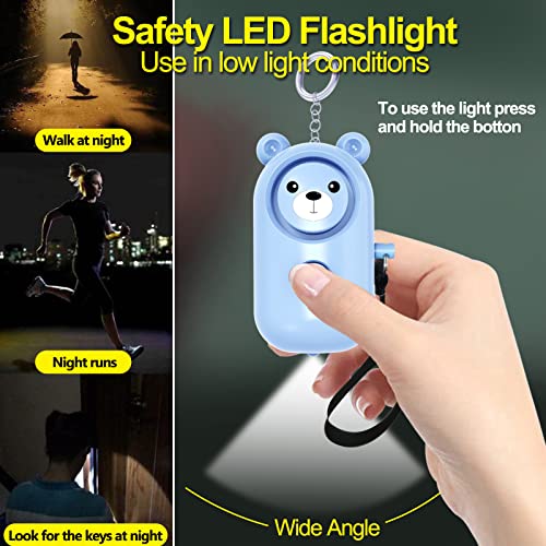 SRTKBEU Personal Alarm Safe Sound for Women Kids Elders, 2 Pack Cute 130dB Loud Siren Safety Self-Defense with LED Light, Security Keychain Emergency Alert Alone (Blue+Purple) - Image 5