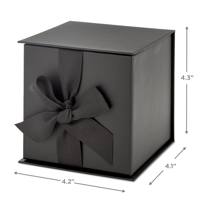 Hallmark Small Gift Box with Bow and Shredded Paper Fill (Black 4 inch Gift Box) for Weddings, Graduations, Birthdays, Father's Day, Groomsmen Gifts, All Occasion - Image 2