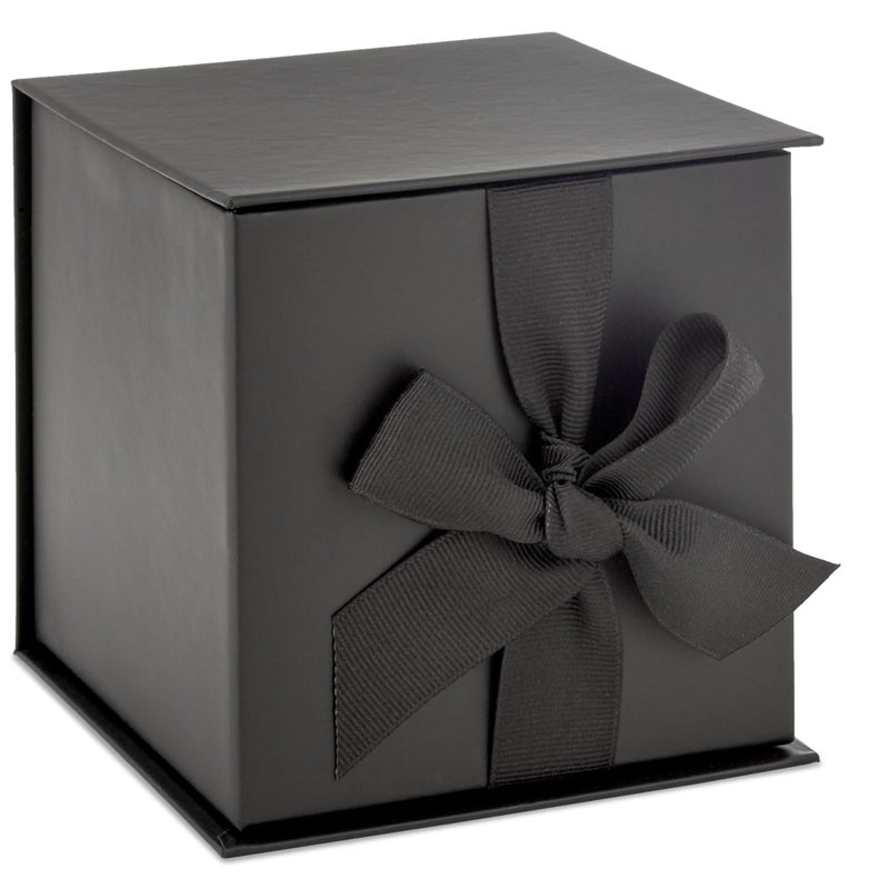 Hallmark Small Gift Box with Bow and Shredded Paper Fill (Black 4 inch Gift Box) for Weddings, Graduations, Birthdays, Father's Day, Groomsmen Gifts, All Occasion - Image 1