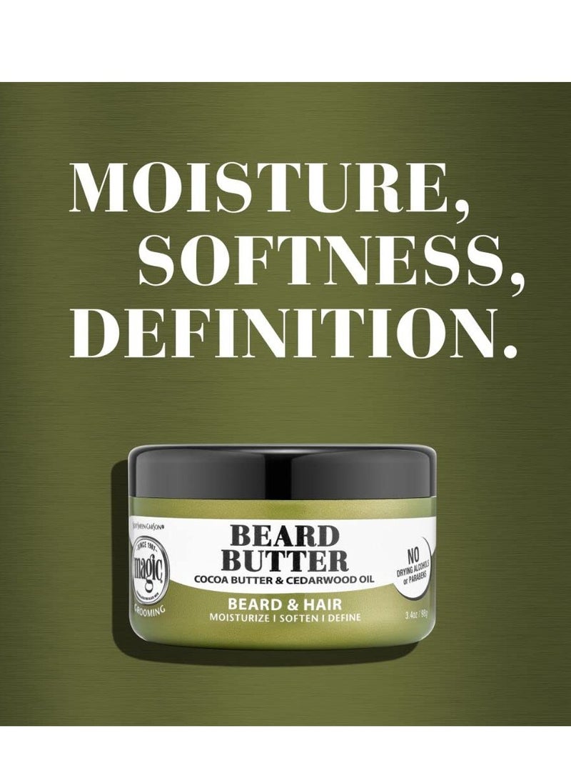 SoftSheen-Carson Magic Men's Grooming Conditioning Beard Butter With Cocoa Butter and Cedarwood Oil, Moisturizes, Softens and Define With No Drying Alcohol, 3.5 ounces