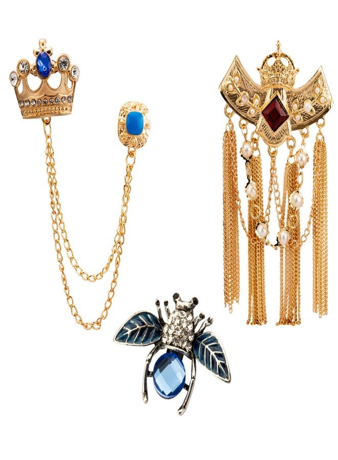Knighthood Unisex Metal Brooch/Lapel Pin (Multicolour) - Pack of 3