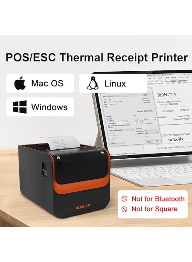 Rongta Commercial Direct Thermal Receipt Printer Auto Cutter High Speed Printing USB Serial Etherent 80MM Receipt Printer ESC/POS Support Windows Cash Drawer Do Not Square RP332 - Image 2