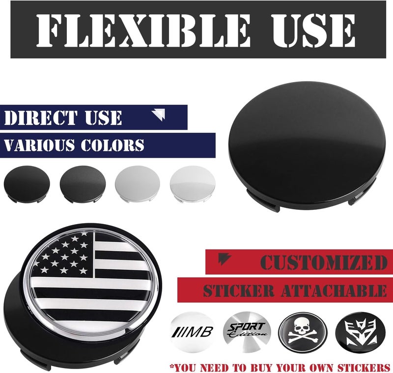 KitsPro 2.4Inch 60MM Wheel Center Caps, Pack of 4 (Gloss Black, Outer 60MM, Inner 56MM) - Image 5