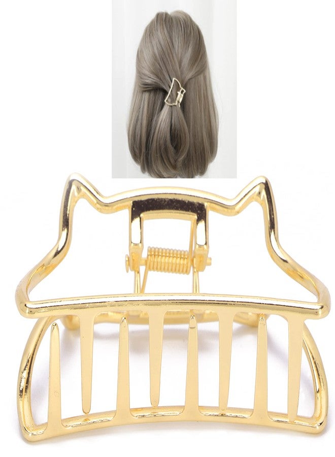 ANGGREK Hair Claw Clips, Metal Strong Hold NonSlip Cat Shape Jaw Clips Hair Holder for Women (bright gold) - Image 2