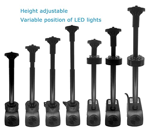 Lewisia Water Pump Kit with Mushroom and Blossom Spray Head, 12 LED Light 6 feet Listed Cord Ideal for Koi Pond Aquarium Fountain Pool Garden Statuary Fish Tank 15W 211GPH - Image 4