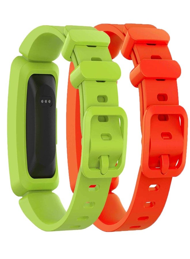أساور GVFM متوافقة مع Fitbit Ace 2 للأطفال من عمر 6 سنوات فما فوق، أساور سيليكون ناعمة، ملحقات رياضية، أساور للأولاد والبنات متوافقة مع Fitbit Ace 2 (ليموني، برتقالي محمر) - Image 2