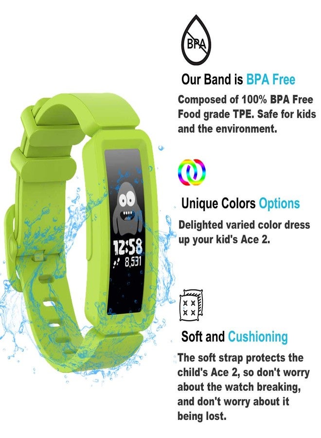 أساور GVFM متوافقة مع Fitbit Ace 2 للأطفال من عمر 6 سنوات فما فوق، أساور سيليكون ناعمة، ملحقات رياضية، أساور للأولاد والبنات متوافقة مع Fitbit Ace 2 (ليموني، برتقالي محمر) - Image 5