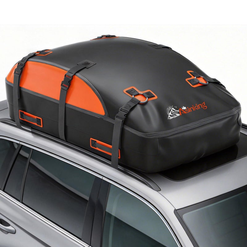 Asinking Car Rooftop Cargo Carrier Bag, 100% Waterproof Non-Rip 20 Cubic Feet Car Roof Bag for All Vehicles with/Without Rack, Includes Non-Slip Mat, Luggage Lock, 4 Door Hooks, Storage Bag - Image 1
