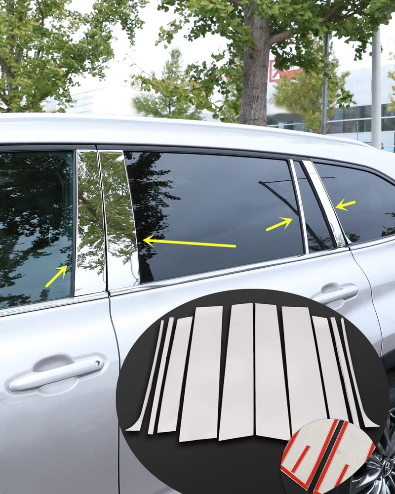 10 PCS for Toyota Highlander 20202025 Window Pillar Post Trims Sporty Stainless Steel Exterior Window Strips Cover Molding for Highlander Gas Hybrid LE XLE XSELimited Platinum Bronze Edition