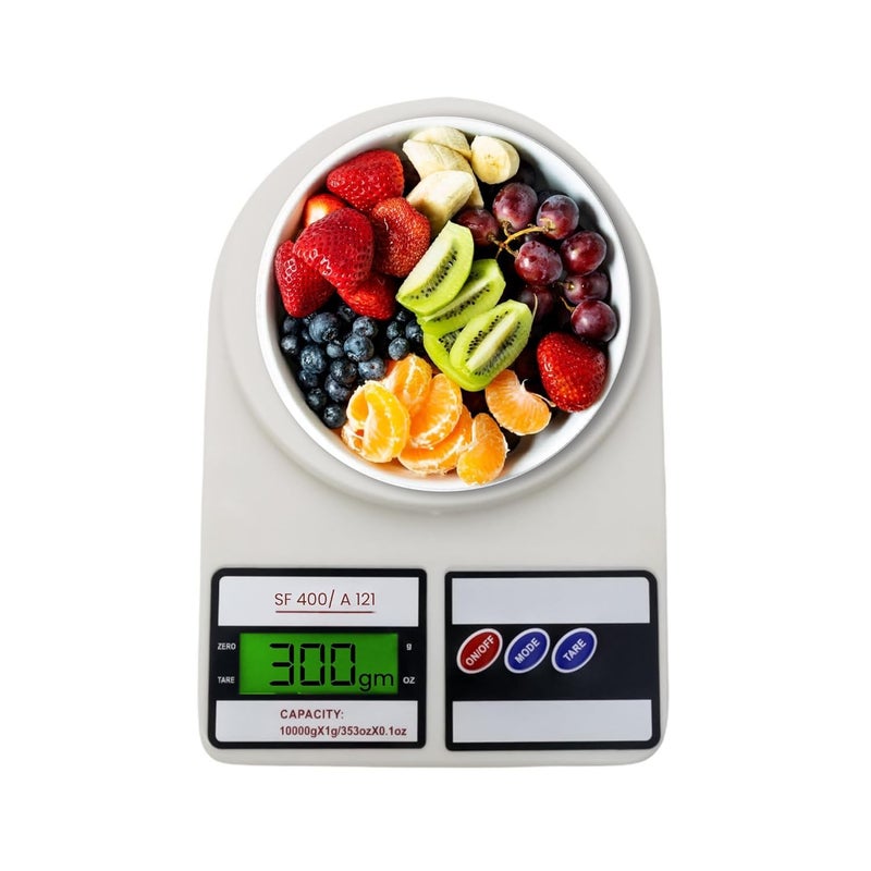 Digital Kitchen Food Weighing Scale For Healthy Living Home Baking Cooking Fitness Balanced Diet 1 Year Warranty 10Kg x 1gms SF400A121 Color May vary - Image 1