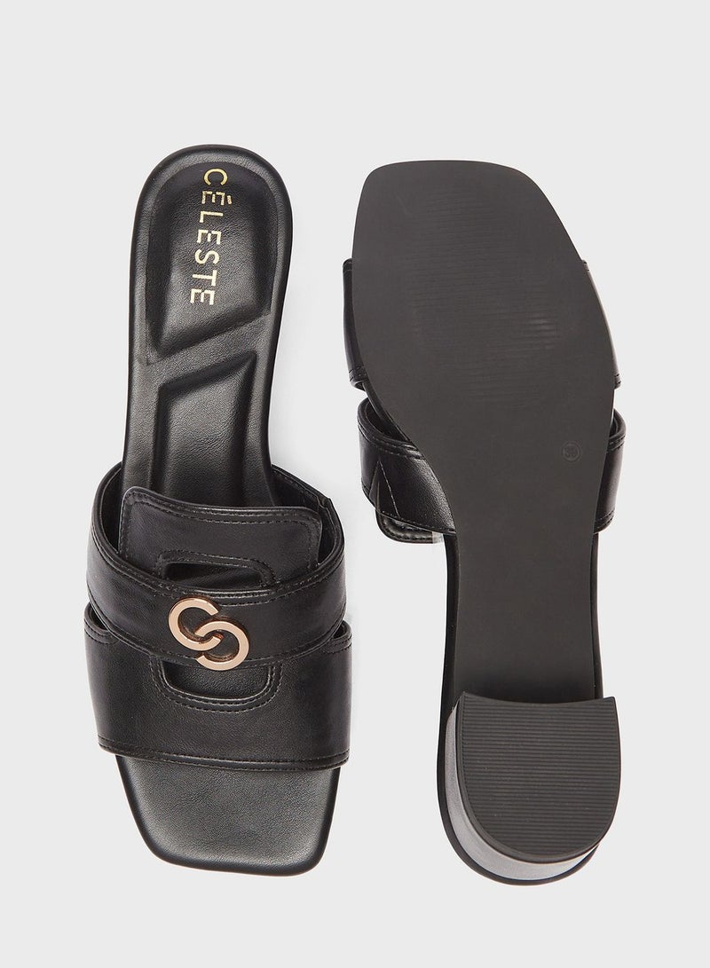 Celeste Single Strap Mid Heel Sandals - Image 4