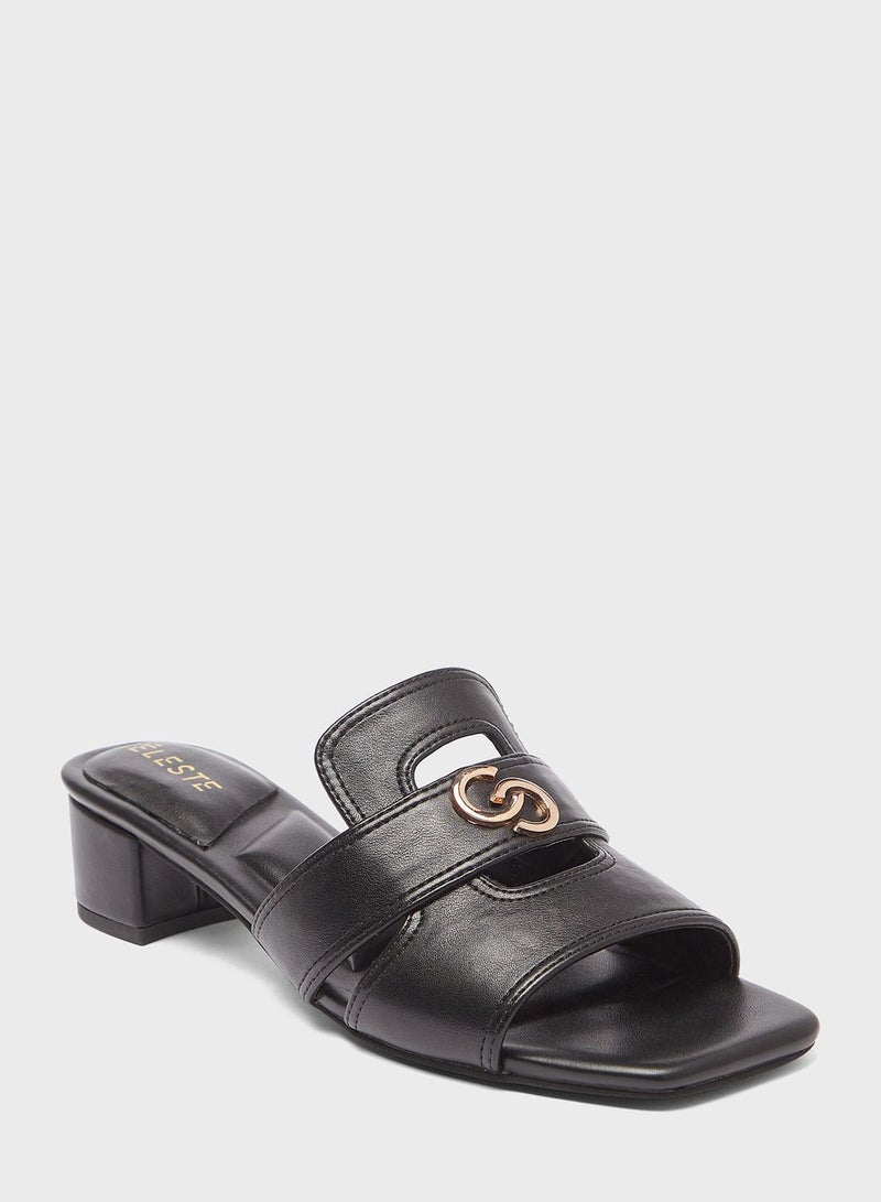 Celeste Single Strap Mid Heel Sandals - Image 3