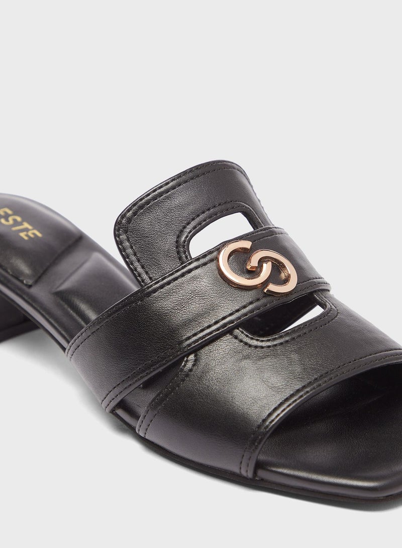 Celeste Single Strap Mid Heel Sandals - Image 5