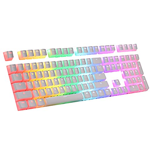 LTC LavaCaps PBT Double Shot 108 Pudding Keycaps Set, Translucent OEM Profile for ANSI US Layout 61/87 TKL/104/108-Keys Mechanical Keyboard, with Keycap Puller - (Only Keycaps), White