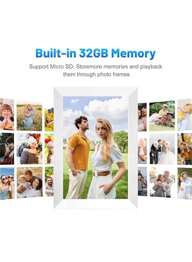 أنكوفو اطار صور رقمي واي فاي، اطار صور رقمي 10.1 انش مع شاشة لمس LCD IPS 1280×800، تخزين 32GB، اطار صور قابل للدوران التلقائي، شارك صورك ومقاطع الفيديو عبر تطبيق ايمور، ابيض - Image 3