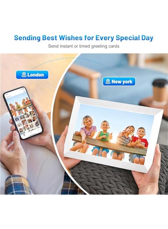 أنكوفو اطار صور رقمي واي فاي، اطار صور رقمي 10.1 انش مع شاشة لمس LCD IPS 1280×800، تخزين 32GB، اطار صور قابل للدوران التلقائي، شارك صورك ومقاطع الفيديو عبر تطبيق ايمور، ابيض - Image 5
