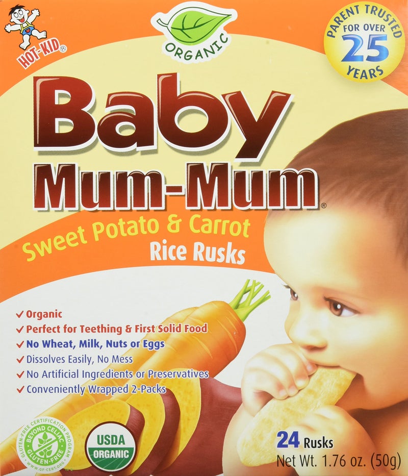 Baby Mum-Mum Hot-Kid Baby Mum-Mum Rice Rusks, Sweet Potato & Carrot, 1.76 Ounce