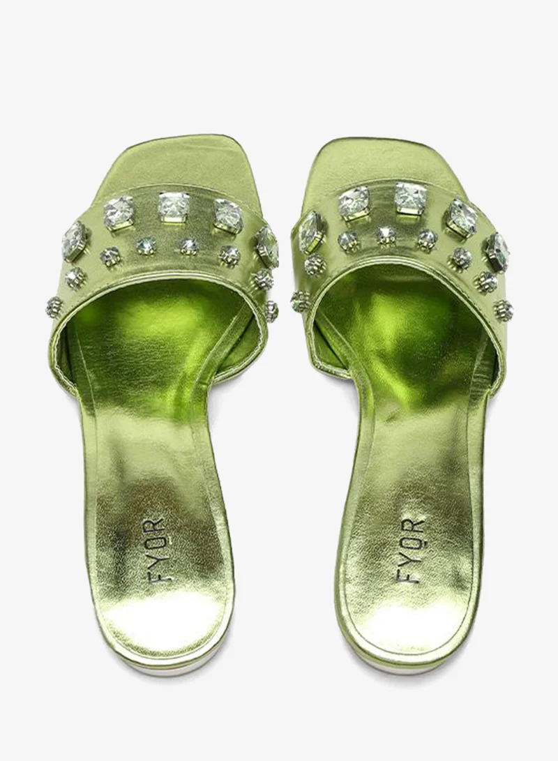 Fyor  Crystal-Embellished Flat Mule XJD 08 for Women | Best Price UAE