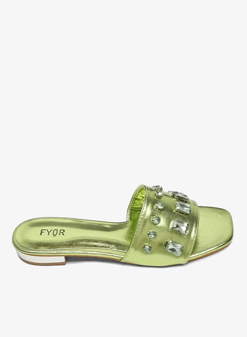 فايور Crystal-Embellished Flat Mule XJD 08