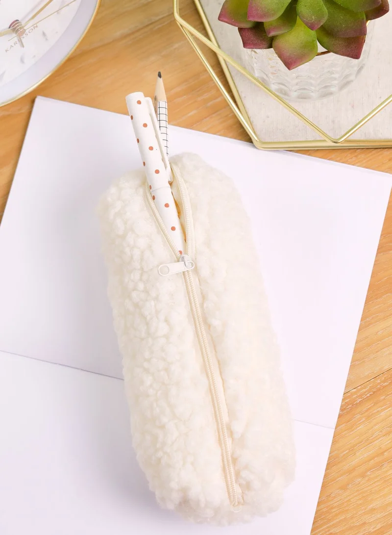 Pink Cactus Teddy Fur Pencil Case