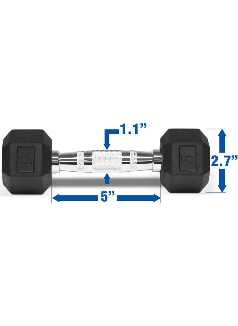Yes4All Dumbbell  Rubber Hex  5lbs  - Image 2